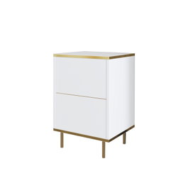 Hanah Home Mesilla de Noche, White, Gold - Elegante y Funcional, 40x60x35 cm